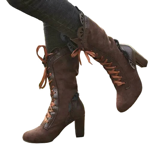 Dame Støvler med Høje Hæle i Stampunk Stil 0