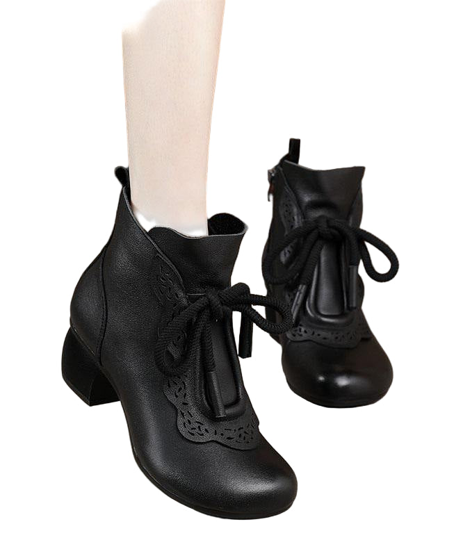 Dame Støvler med Lynlås og Chunky Hæl 0