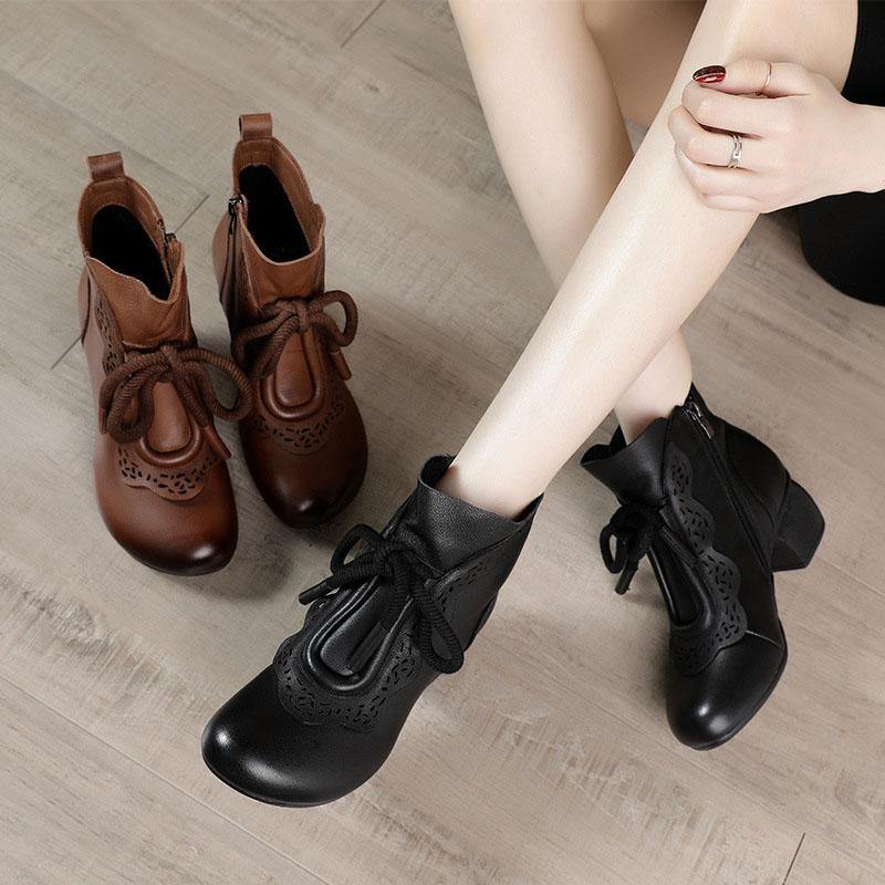 Dame Støvler med Lynlås og Chunky Hæl 3