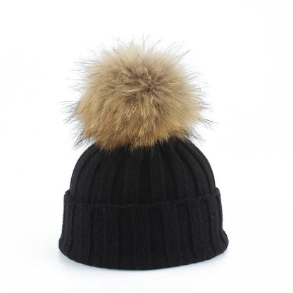 Dame Strikket Hue med Pom-Pom Trendy Vintertilbehør 1