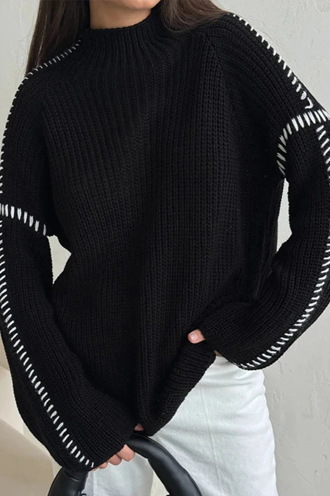 Dame Striktrøje Overdimensioneret Patchwork Stil 2