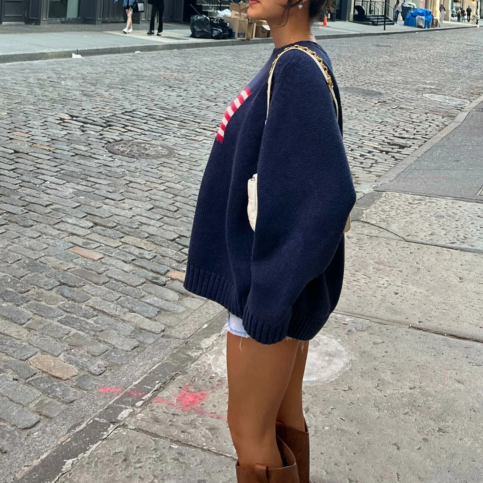 Dame Striktrøje med Flagmønster Casual Style 2