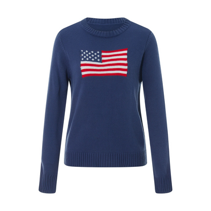 Dame Striktrøje med Flagmønster Casual Style 3