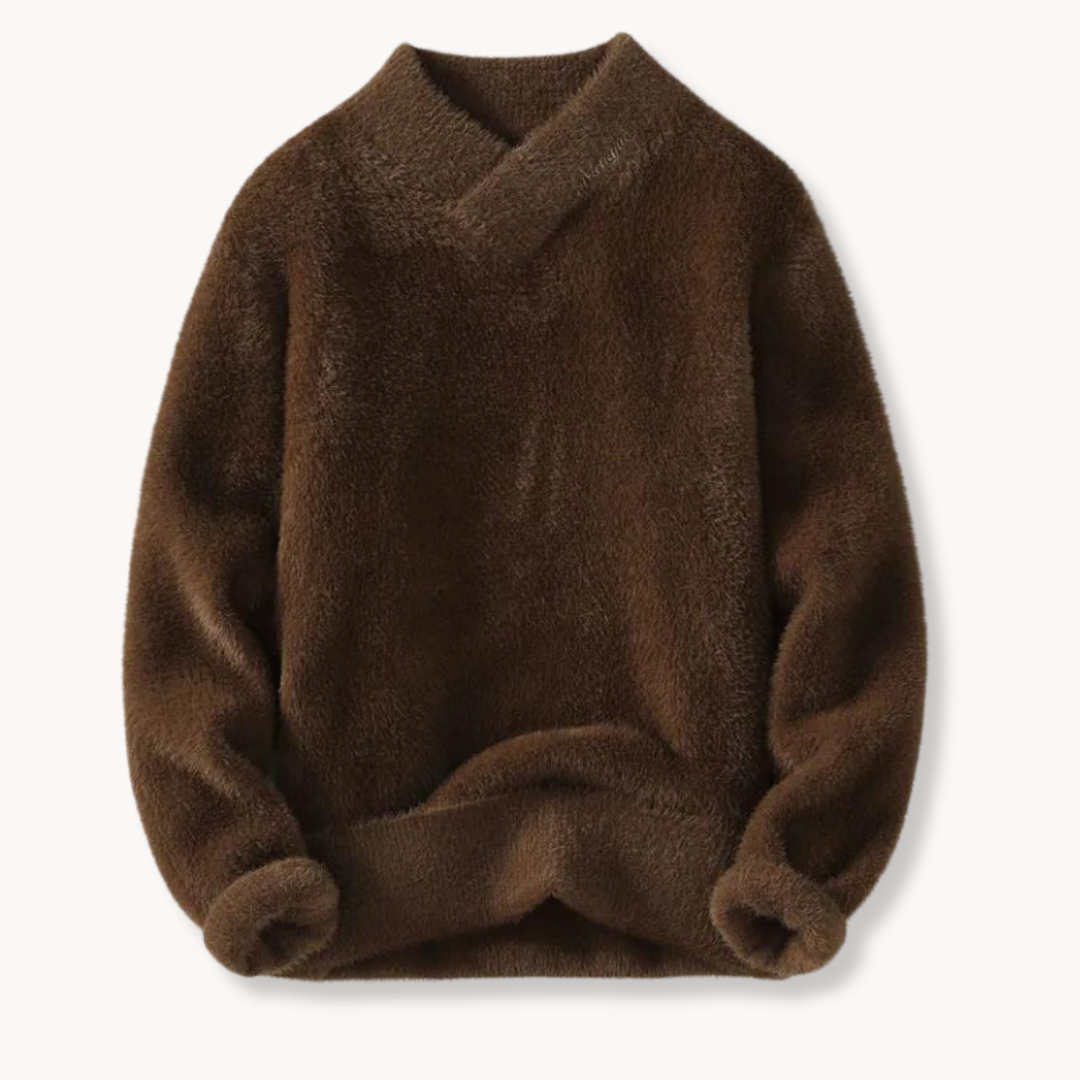 Dame Sweater Høj V-Udskæring Med Drop-Skuldersømme 3