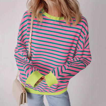 Dame Sweatshirt Boxy Snit Med Kontrasterende Trim Casual 3