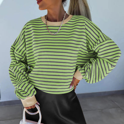 Dame Sweatshirt Boxy Snit Med Kontrasterende Trim Casual 6