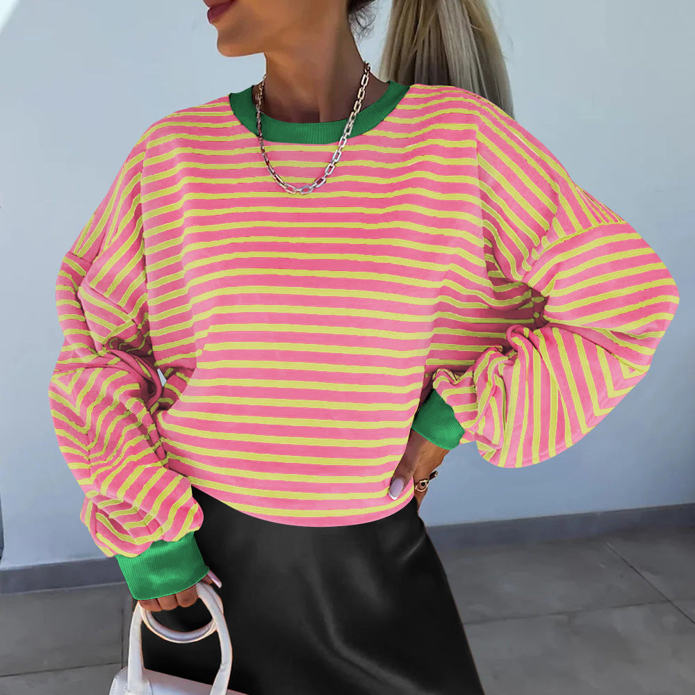 Dame Sweatshirt Boxy Snit Med Kontrasterende Trim Casual 8