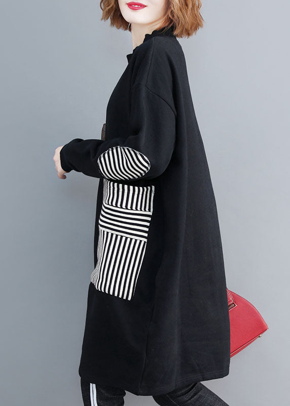 Dame Sweatshirt Kjole med Lommer og Patchwork Design 3