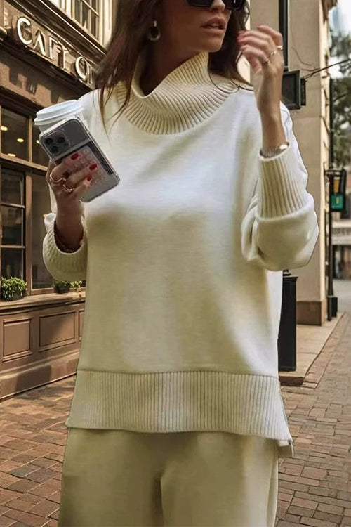 Dame Sweatshirt Sæt Høj Hals og Brede Ben til Afslapning 2