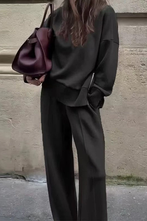 Dame Sweatshirt Sæt Høj Hals og Brede Ben til Afslapning 3