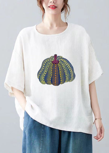 Dame T Shirt Med O-hals Og Print I Afslappet Stil 3