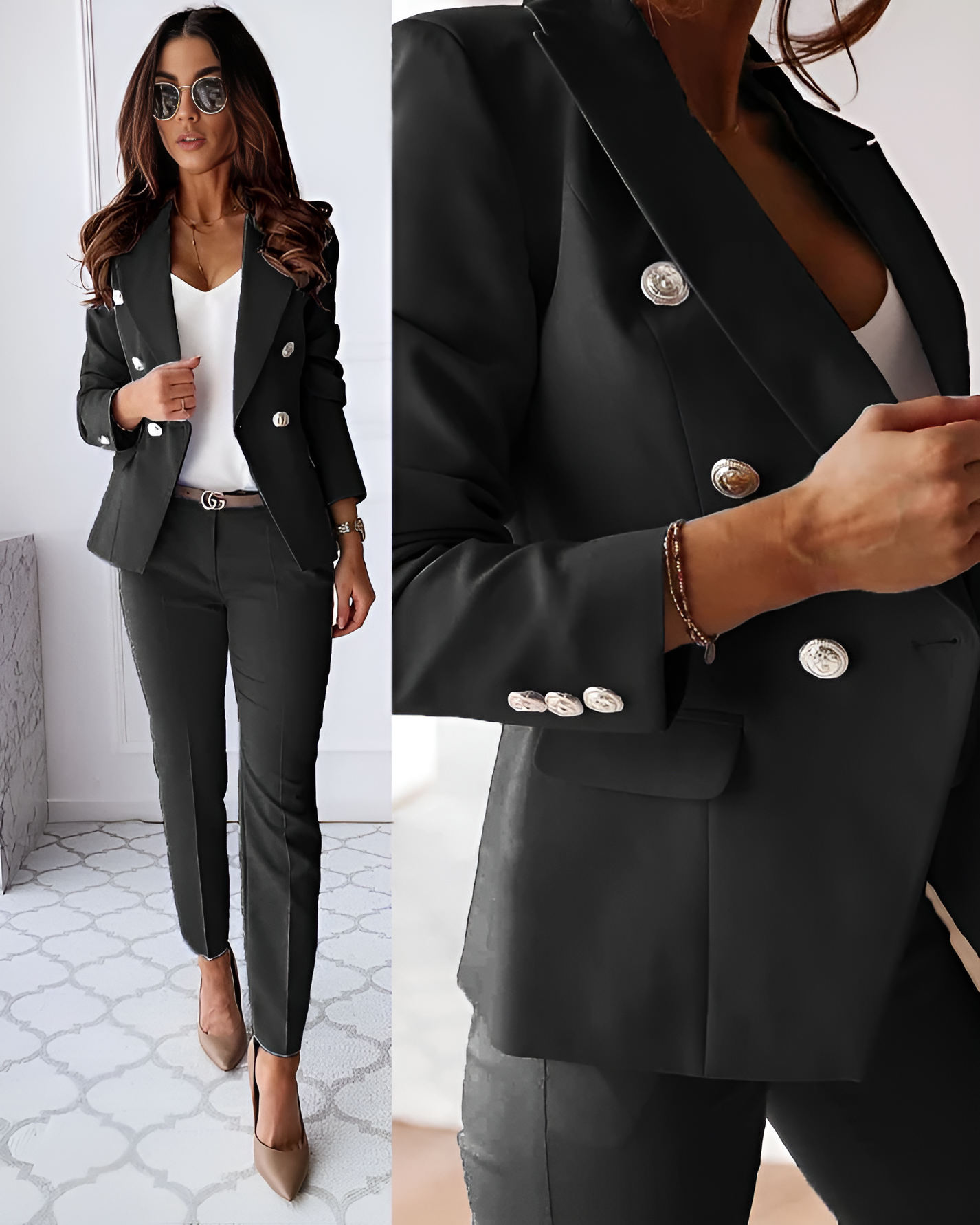 Dame Tweedelige Sæt Blazer og Bukser 4