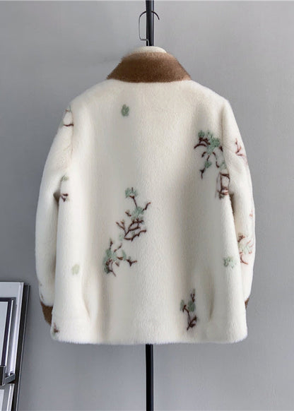 Dame Vintage Jakke med Ståkrave og Broderi 3