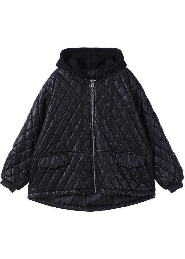 Dame Zipperet Hoodie Patchwork Vinterjakke 4