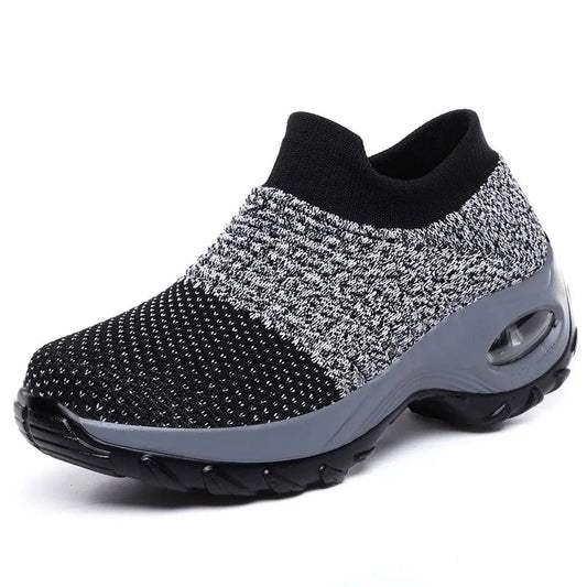 Dame terapeutiske sneakers med platform sort hvid rød 0