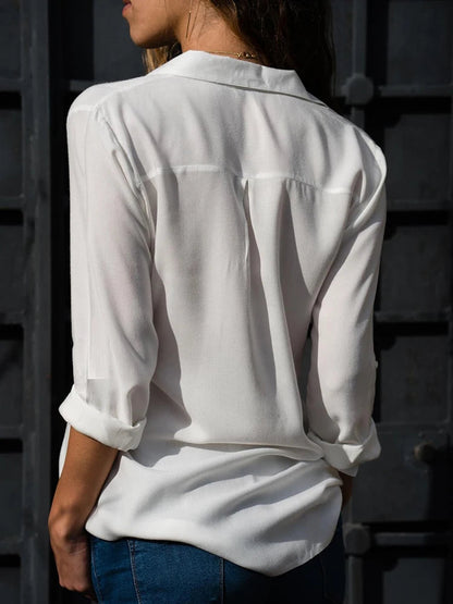 Damer Bluse Klassisk Design Åndbart Materiale 4