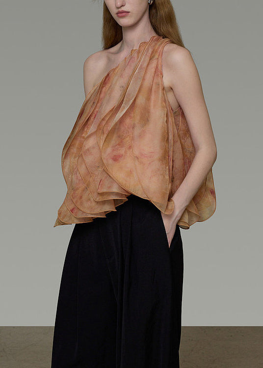 Damer Bluse One Shoulder Lagdelt Print til Sommerbrug 1