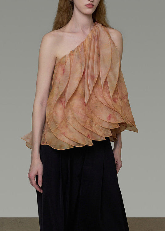 Damer Bluse One Shoulder Lagdelt Print til Sommerbrug 4