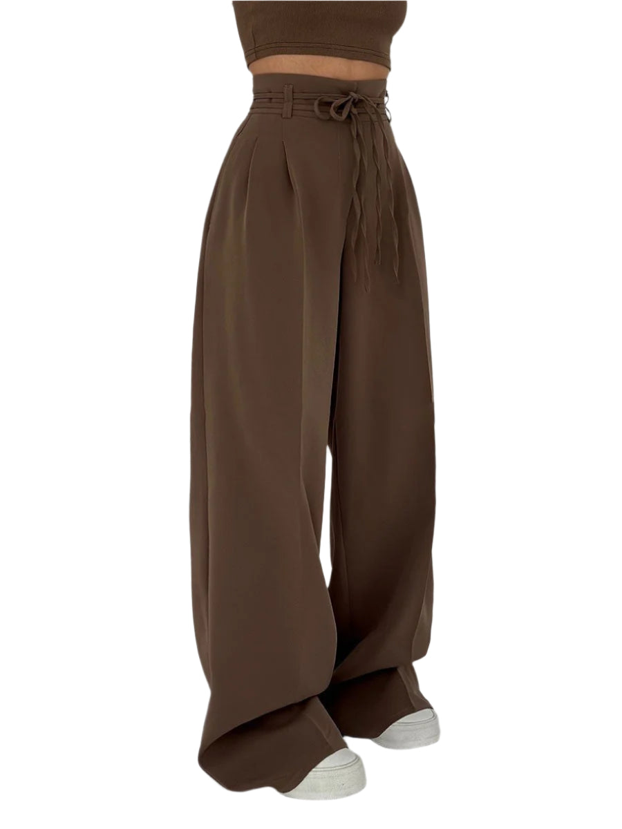 Damer Bredbenede Bukser Høj Talje Blødt Stof 0