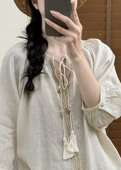 Damer Oversized Bluse med Snørebånd - Trendy Bluser til Damer 4