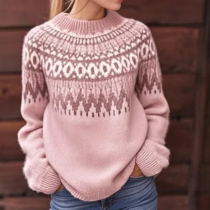 Damer Striktrøje Pullover Rund Hals Farveblok Blødt Strikstof 2