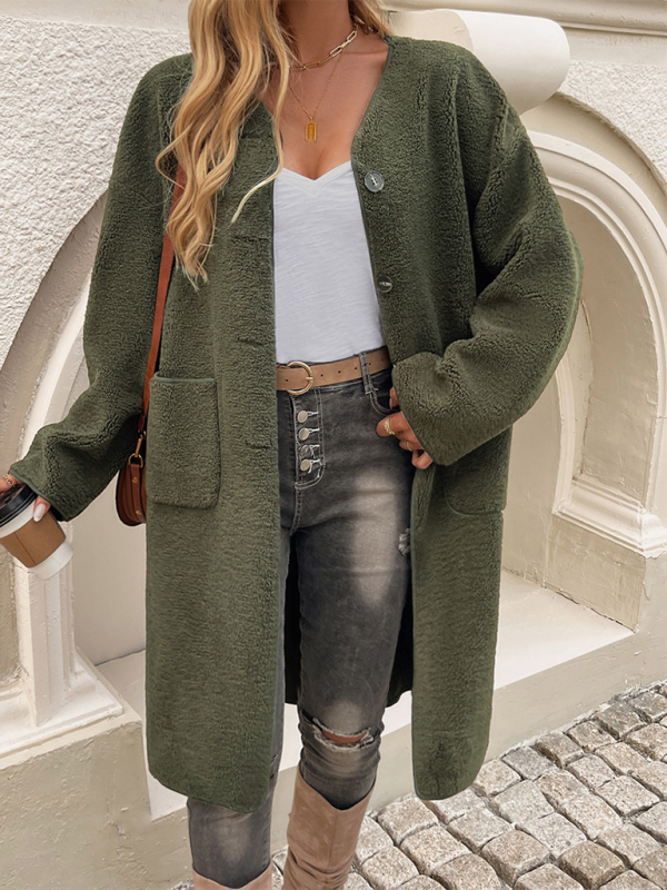 Damer's Lange Fleece Vest med Knapper - Komfortabel og Moderne Stil 5