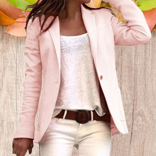 Damernes Blazer Revers Lange Ærmer Polyester 2