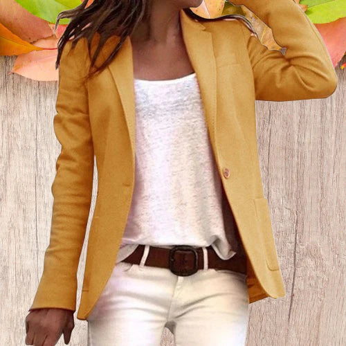 Damernes Blazer Revers Lange Ærmer Polyester 3