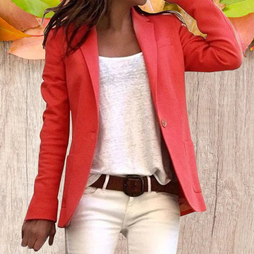 Damernes Blazer Revers Lange Ærmer Polyester 4