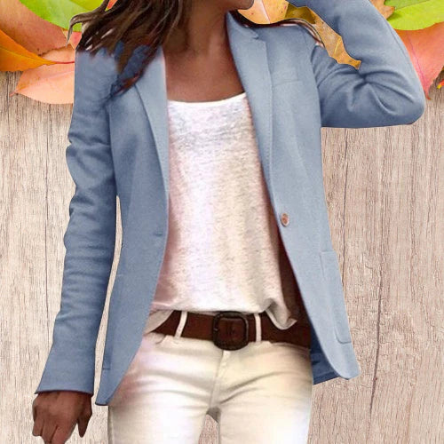 Damernes Blazer Revers Lange Ærmer Polyester 5