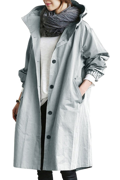 Damernes Trenchcoat med Hætte i Vandafvisende Design 0