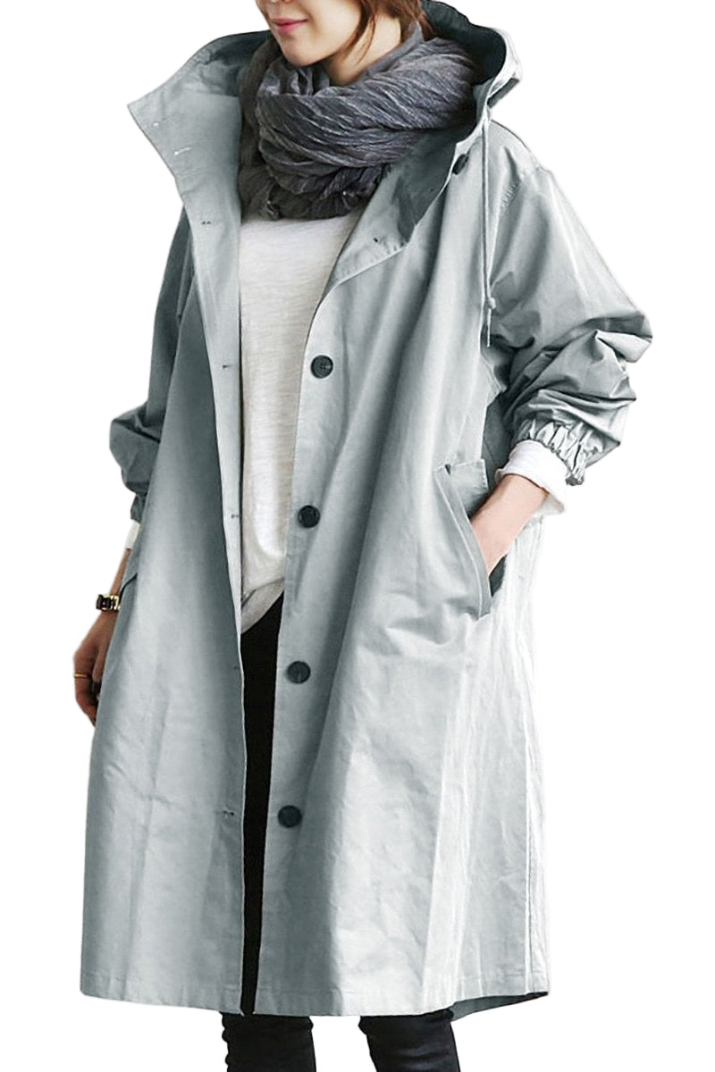 Damernes Trenchcoat med Hætte i Vandafvisende Design 0