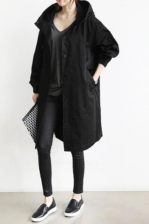 Damernes Trenchcoat med Hætte i Vandafvisende Design 1