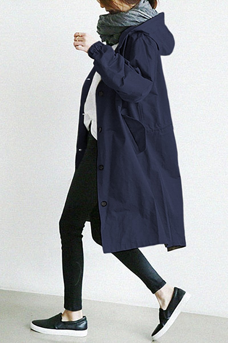 Damernes Trenchcoat med Hætte i Vandafvisende Design 3