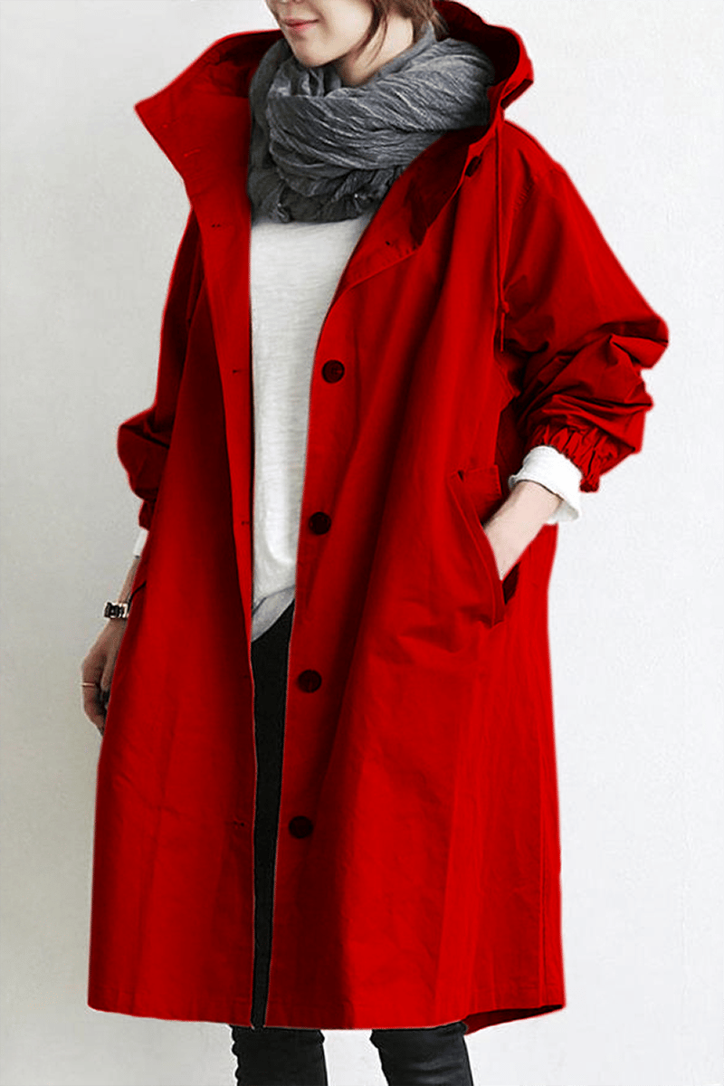 Damernes Trenchcoat med Hætte i Vandafvisende Design 5