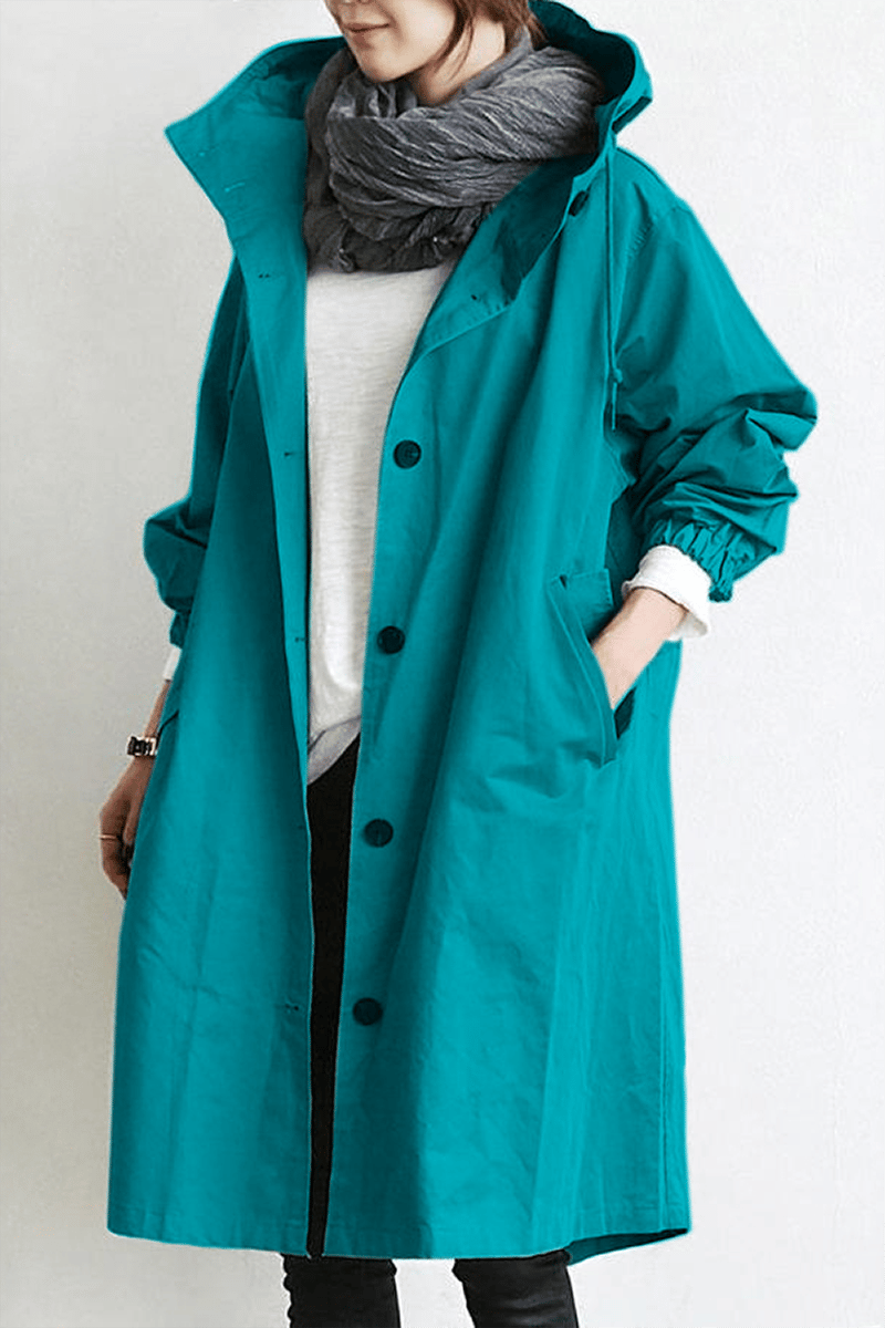 Damernes Trenchcoat med Hætte i Vandafvisende Design 6