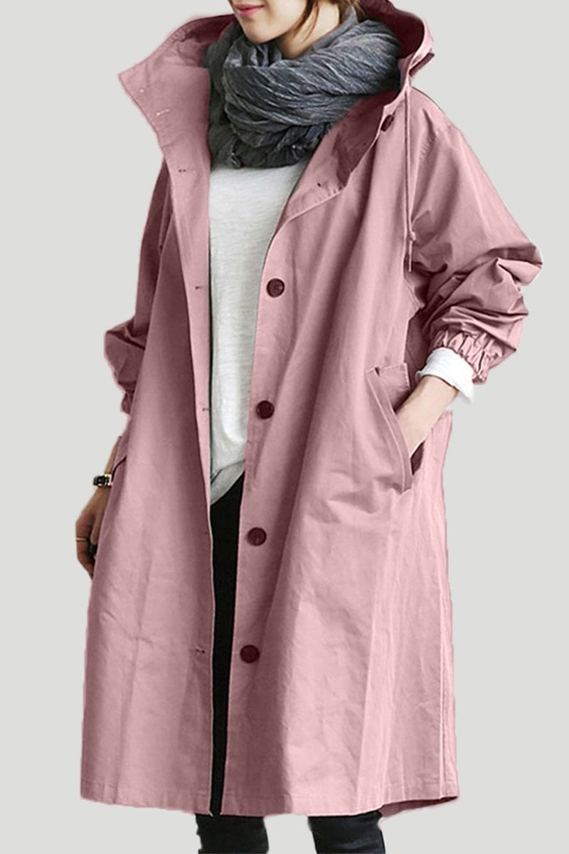 Damernes Trenchcoat med Hætte i Vandafvisende Design 7