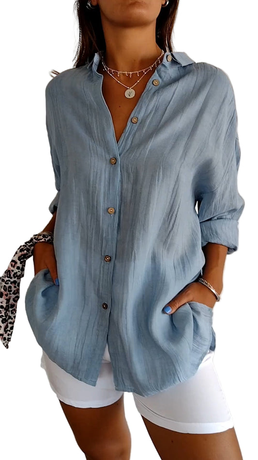 Dames Button Down Skjorte Casual Design 1