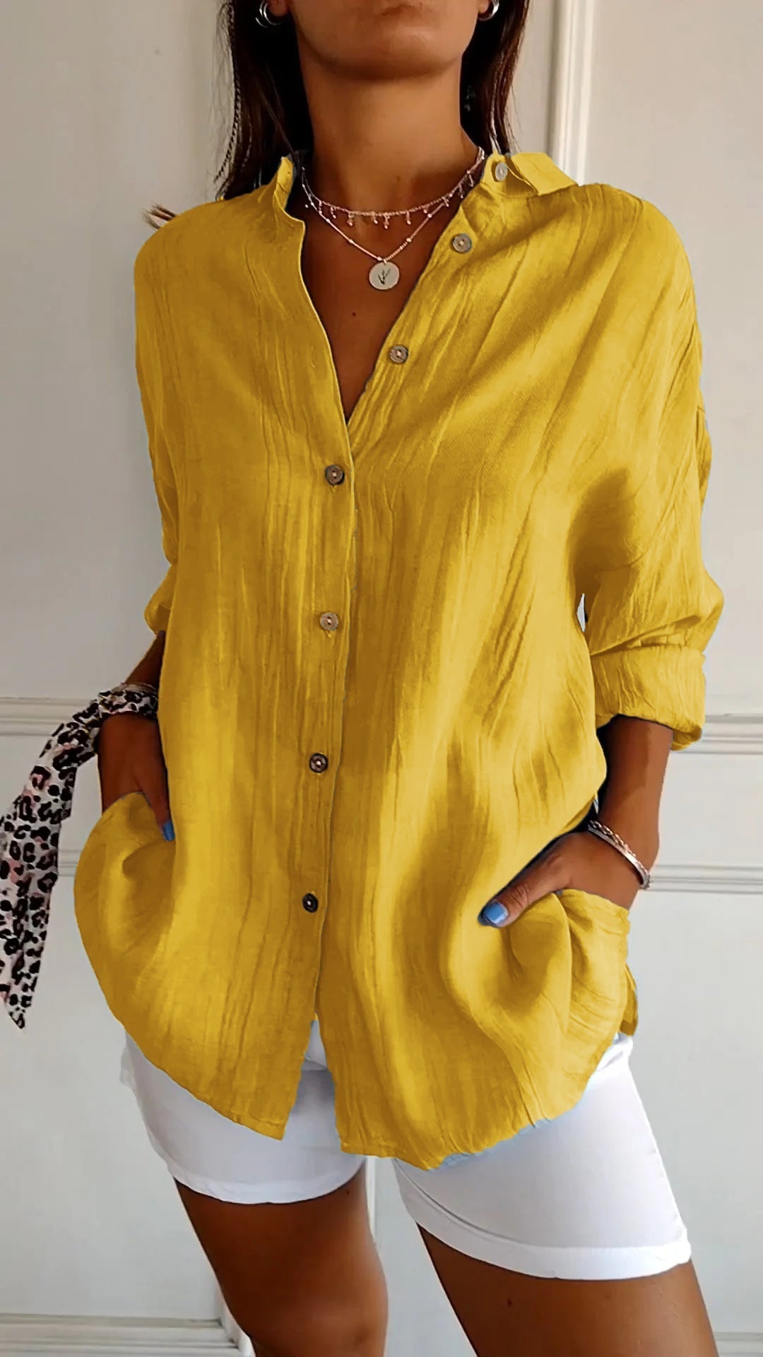 Dames Button Down Skjorte Casual Design 4