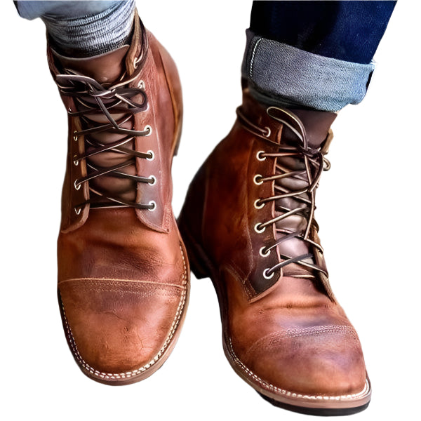 Herre Støvler Lace-Up Læder Robust Design-1