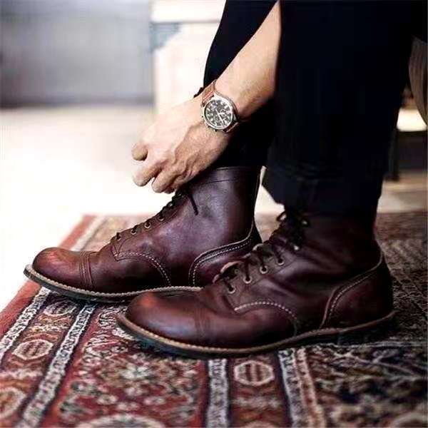 Herre Støvler Lace-Up Læder Robust Design-3