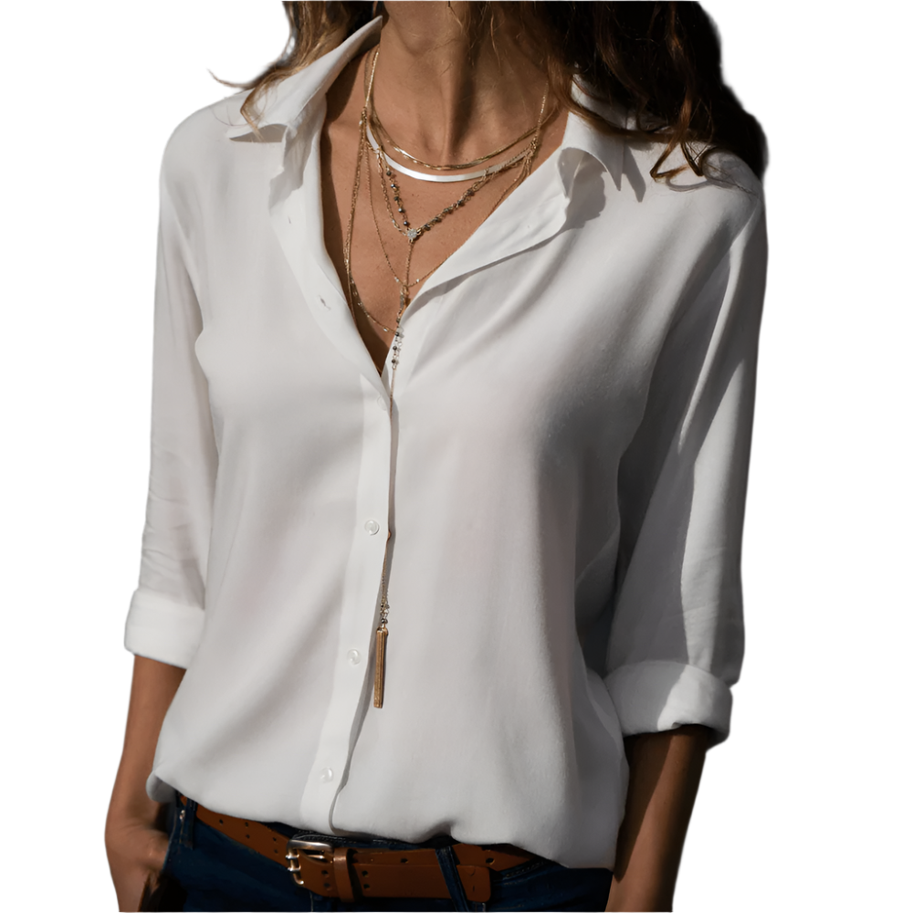 Skjortebluse Dame Elegant Design Blød 100% Bomuld-1