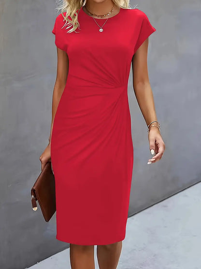 Variant image for Kvinders Midi Kjole Rund Hals Let Stof Elegant-7