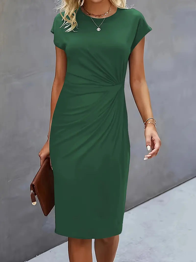 Variant image for Kvinders Midi Kjole Rund Hals Let Stof Elegant-33