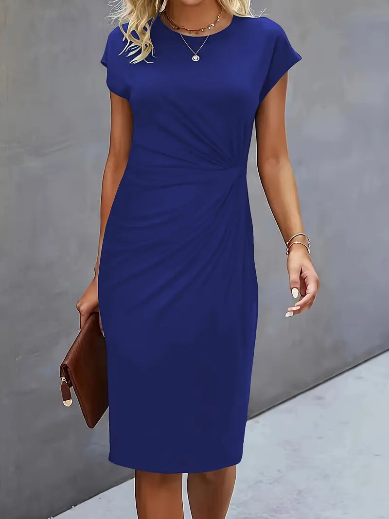 Variant image for Kvinders Midi Kjole Rund Hals Let Stof Elegant-39