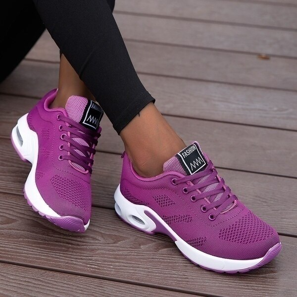 Unisex Sneakers Lilla Komfortabel Gummi Orthopædisk Design-3