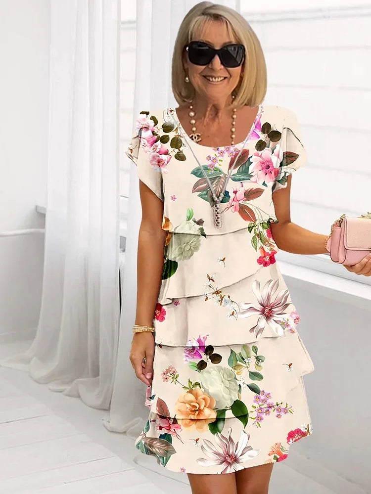 Festkjoler Damer Plisseret Kjole med Blomsterprint 3