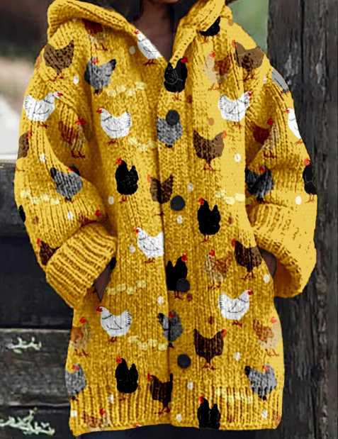 Variant image for Kvinders Cardigan Unik Kylling Grafik Blødt Stof-9