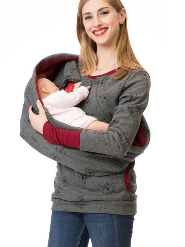Gravid Sweatshirt med Blomstertryk til Kvinder 14