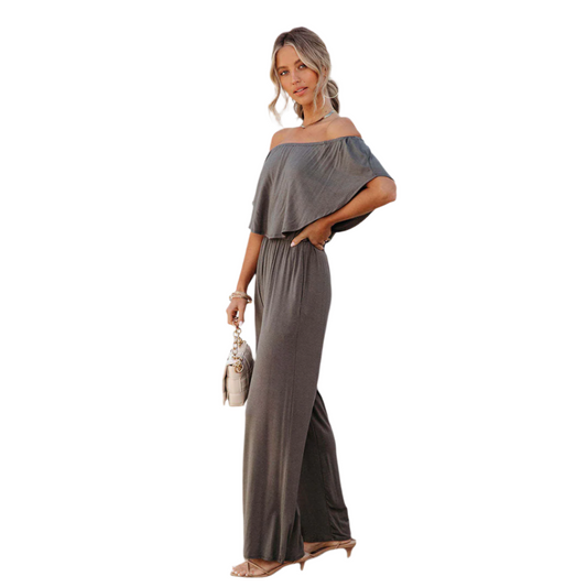 Kvinders Jumpsuit Off-Shoulder Løs Polyester-1